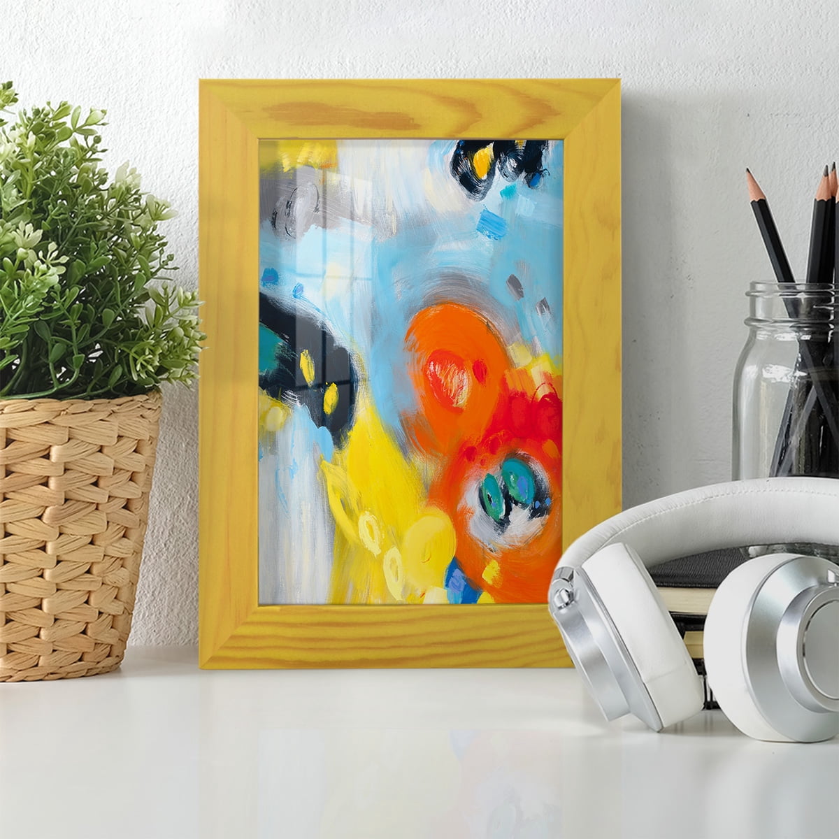 In the Loop II -Framed Print w/glass-Sunflower Yellow
