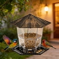 thumbnail image 4 of Mesh Tube Bird Feeders,Wild Bird Feeder for Sunflower s or Mealworm,Large Tray Weatherproof Roof for Outdoors Hanging Plastic, 4 of 4