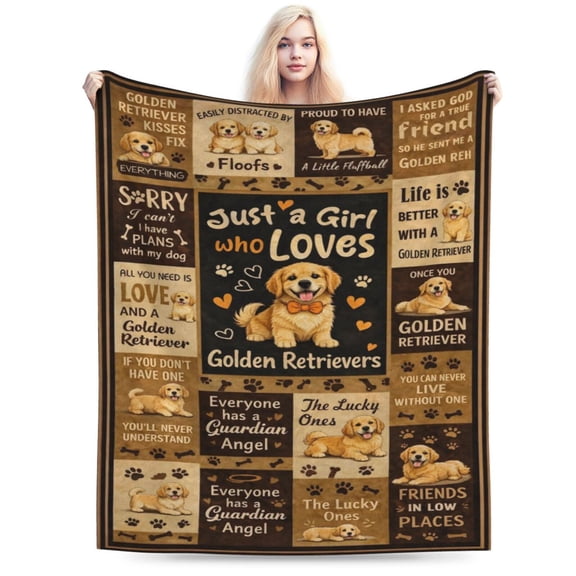 Golden Retriever Lover Blanket Gift Golden Retriever Pattern Throw Blanket Cozy Soft Home Decor Gift for Women Dog Lovers 50x40
