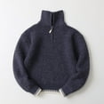 thumbnail image 2 of QIPOPIQ Boys Chunky High Neck Zip Sweater Kids Ribbed Pullover Jumper Winter Knit Tops Outfits Clearance, 2 of 10
