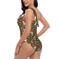 thumbnail image 4 of Sikiie Mushrooms and Autumn Print Women One Piece Swimsuits Tummy Control One Shoulder Bathing Suits Ruffle Swimwear, From S to XXL-X-Large, 4 of 6