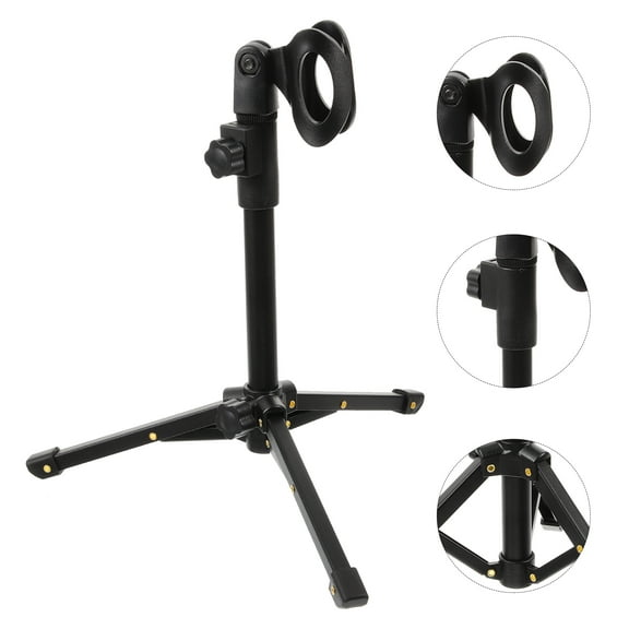 FRCOLOR FRCOLOR Mic Stand Portable Foldable Tripod with Mic Clip Holder for Desktop Microphone Stand and Podcast Mic Stand