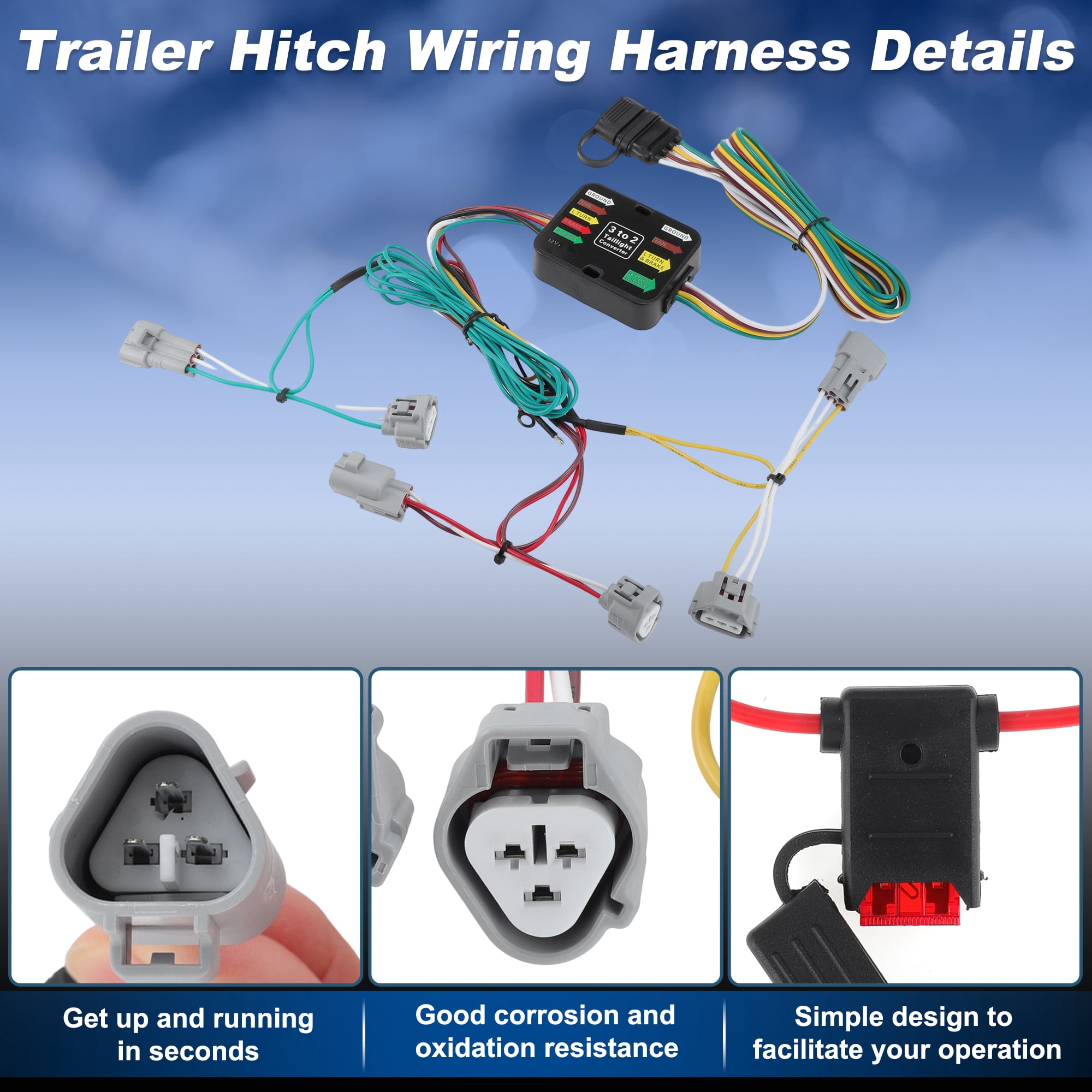 Unique Bargains 4 Pin Trailer Wiring Harness Towing Hitch Wiring Kit for Toyota Tacoma