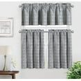 thumbnail image 5 of Kitchen Curtains 36 Inch Cafe Curtain Tiers, Light Filtering Linen Textured Short Curtains for Bathroom, Semi Sheer Farmhouse Small Window Curtain Rod Pocket 2 Panels (Dark Grey), 5 of 6