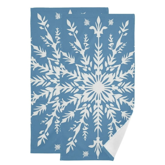 Christmas Big Snowflakes Hand Towel Absorbent Bath Towels for Bathroom Sports Gym 28" x 14" Set of 2