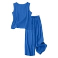 thumbnail image 3 of Favoffer Women Tank Top Pant Sets Crew Neck Sleeveless Vests Wide Leg Long Pants Cotton Linen Side Pocket Two Piece Outfits for Daily Casual Commute, 3 of 6