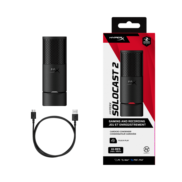 HyperX SoloCast 2 – Gaming USB Condenser Mic for PC, USB-C