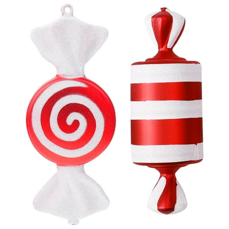 

NUOLUX 2pcs Christmas Candy Decorative Pendants Xmas Candy Ornaments Xmas Shop Window Decors