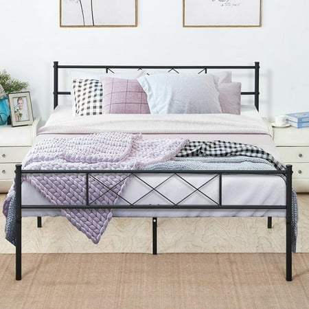 Queen Size Platform Bed Frame Fluted Design Fix Mattress,Optional for Box Spring Need,with Storage Space,Headboard Footboard,Slats