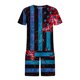 thumbnail image 4 of Hombres Casual Cuello redondo Día de la Independencia Impresión Blusa de manga corta y pantalones cortos Pantalones Traje de dos piezas Pompotops  oipoqjl35719, 4 of 5