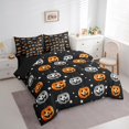 thumbnail image 3 of Manfei Halloween Pumpkin Bedding Comforter Set 7pcs,Stars Print King Bedding Sets,Orange Silver Black Bed Sheets,Super Cozy Room Decorative Reversible, 3 of 7
