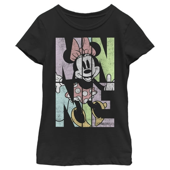 Girl's Mickey & Friends Minnie Panels  Graphic Tee Black Large