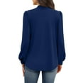thumbnail image 4 of Womens Long Sleeve Shirts Mock Neck Pleated Tops Business Casual Work Blouses Fashion Fall Clothes, 4 of 5