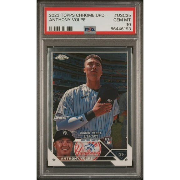 Graded 2023 Topps Chrome Update Anthony Volpe #USC35 Rookie RC Baseball Card PSA 10 Gem Mint