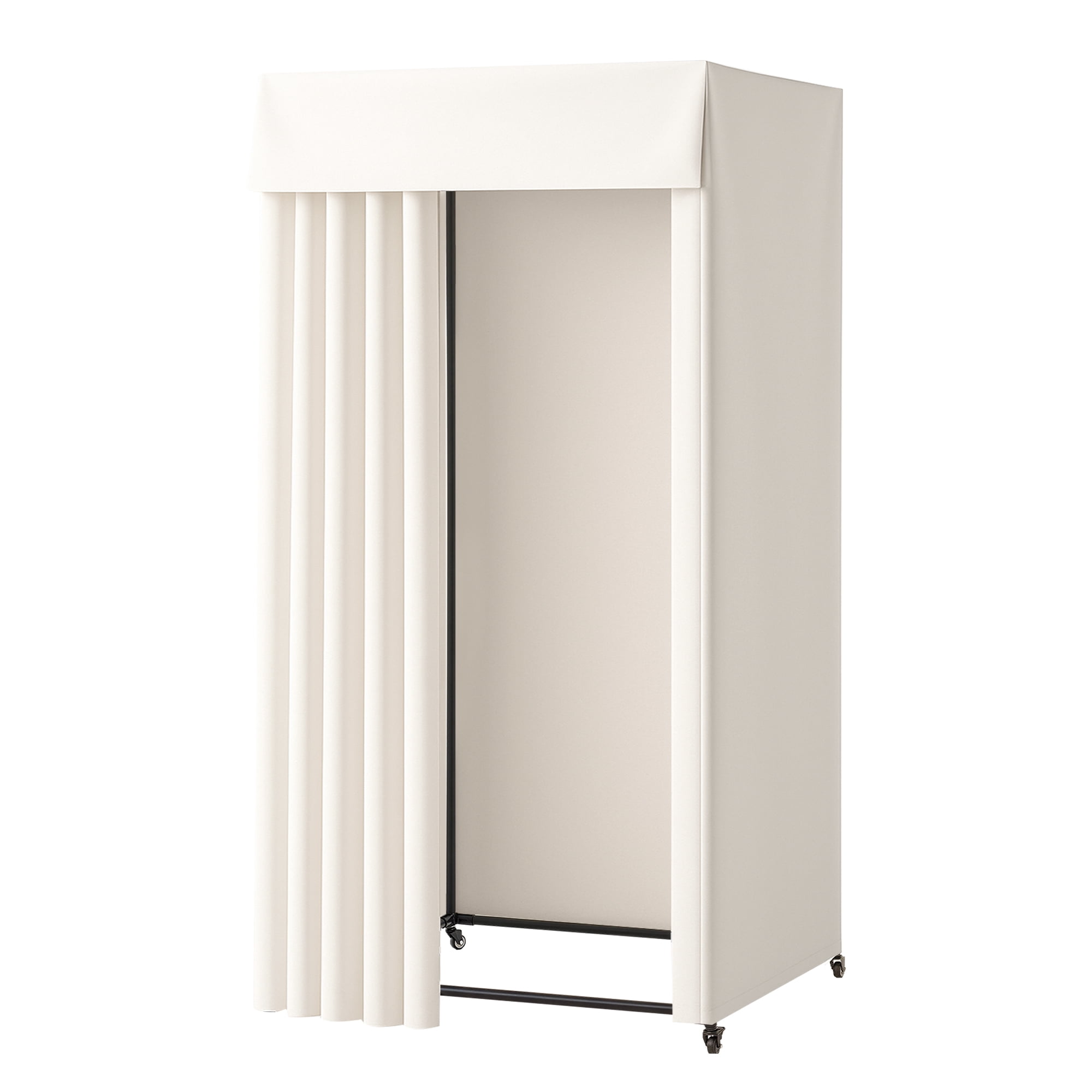 KFFKFF Portable Dressing Room with Durable Curtains, Privacy Space Featuring Casters and a Robust Metal Hook, Ideal for Boutiques, Malls, Tailor Shops, and Outdoor Use (39 x 39 x 81 in