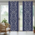 thumbnail image 5 of Outdoor Curtains for Patio Waterproof, Japanese Outdoor Privacy Panels Grommet, Navy Blue Country Flowers Leaves Aesthetic Blackout Outside Curtains for Porch/Cabana/Pergola/Gazebo 54"x84", 1 Panel, 5 of 8