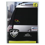 Auto Drive Interlocking Rainbow Pride Hearts Vinyl Auto Decal, 4.5” x 5”