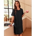 thumbnail image 4 of Ekouaer Zipper Robes for Women Short Sleeve Waffle Knit Bathrobe Lightweight House Coat with Pockets Soft Loungwear, 4 of 6