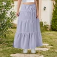 thumbnail image 5 of Kilaqueen Girls Maxi Skirt Ruffle Boho Casual Tiered High Waist A Line Flowy Long Skirt Kids Summer Swing Ankle Length Drawstring Skirts 4-15 Years, 5 of 9
