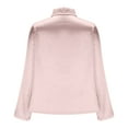 thumbnail image 6 of Oplxuo Women's Elegant Satin Silk Blouse Cowl Neck Ruched Front Draped Long Sleeve Work Office Shirt Top, 6 of 6