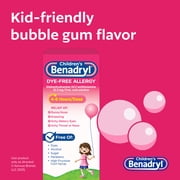 (3 pack) Children's Benadryl Dye-Free Allergy Liquid, Bubble Gum, 8 fl. oz
