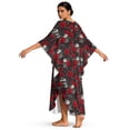 thumbnail image 3 of DISNIMO Skull Rose Print Kaftan Dresses for Women Plus Size V Neck Swimsuit Cover Ups Women's Long Cover Up for Bathing Suit Batwing Sleeve Swimsuit Coverups Soft Loungewear, 3 of 7
