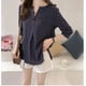 thumbnail image 2 of Camisa a rayas Blusa de verano para mujer Cuello redondo Top informal suelto, Azul oscuro, 3XL Methold AP001549-17B, 2 of 7