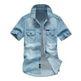 thumbnail image 1 of Xdzjlr Polo Homme Rétro Coton Grande Taille Poche Bouton Manches Courtes Col Rabattu Travail Doux TG, 1 of 3