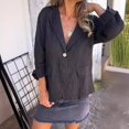 thumbnail image 5 of Outfmvch Cotton Button Down Shirts for Women Lapel Gauze Tops Linen Tops for Women Linen Button Down Shirt Women V Neck Tops Outfits Boho Ethnic Style Peasant Tee Black L, 5 of 6