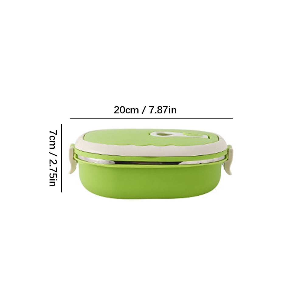 Hotbest Bento Box 900ml Stainless Steel Thermal Lunch Box Single Layer Food Containers with Thermal Insulation Arch Handle, Size: Large, Green