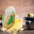 thumbnail image 3 of FrogGreen Enamel Frog Ornament - Unique Vivid Design with Diamond Inlays - Perfect Metal Decoration Gift for Home Desktop, 3 of 12