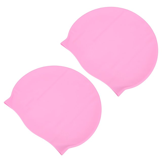 Gorro de Natación ANGGREK 2 Uds Unisex Adulto Impermeable Cómodo Silicona Piscina CapPink
