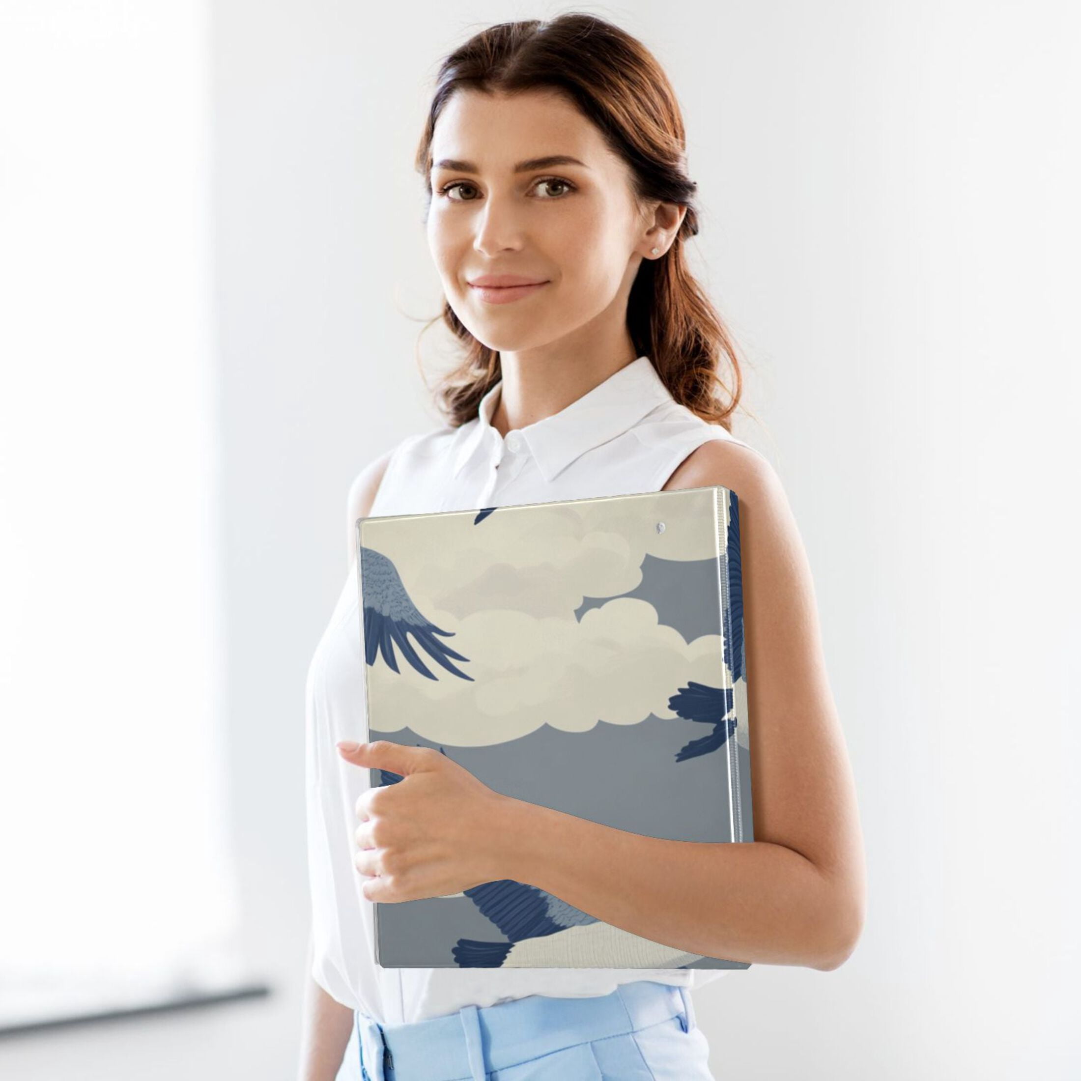 Flying Birds 3 Ring Binders 1.5 inch Hardcover File Folders with Interior Pockets A4 Size Organizer for School Office Hospital Set of 2