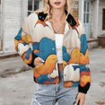 thumbnail image 3 of Jackets for Women Winter Coat Jackets Flannel Stand Collar Jacket(Colorful Clouds Art Print,Size:S-4XL), 3 of 7