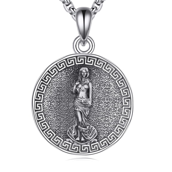 YAFEINI Aphrodite Necklace Sterling Silver Religious Protector Pendant Greek God Jewelry Gifts for Women Men