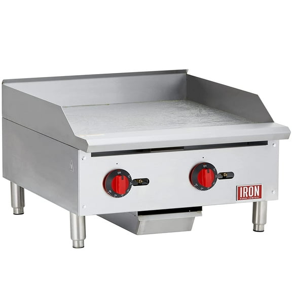 Iron Range IRTG-24 24" x 21" Countertop Commercial Gas Commercial Griddle With Thermostatic Control And Two Burners, 60,000 BTU, ETL Listed