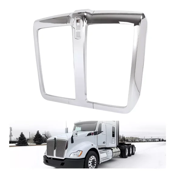 Kojem Front Grille Frame for 2010-2024 Kenworth T680 Bumper Grill Frame Plastic(ABS) Chrome Silvery