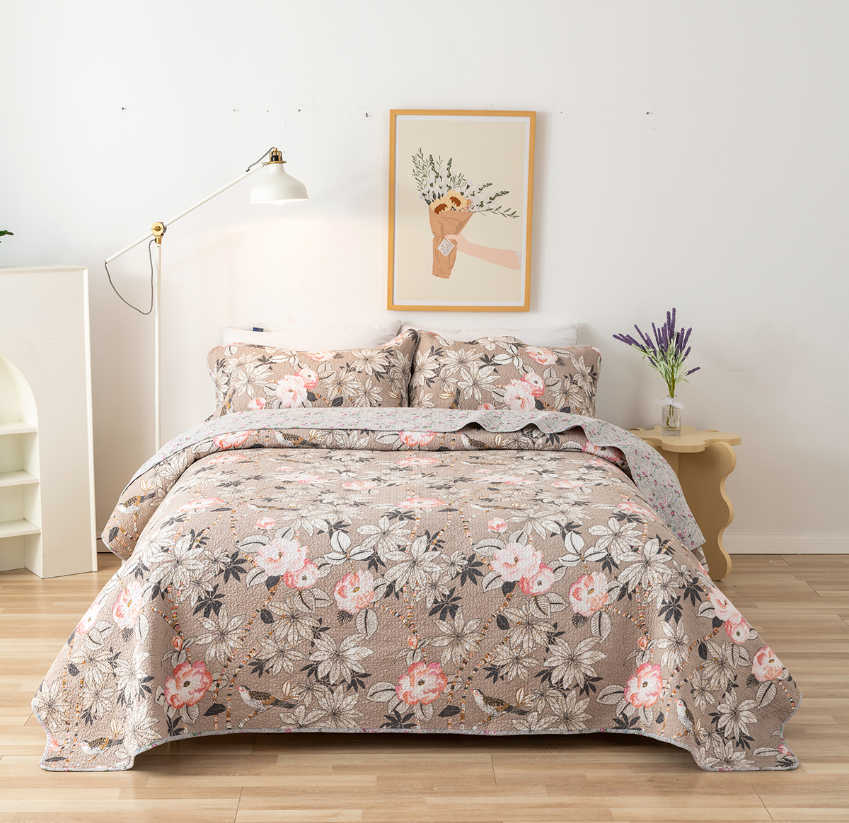 "Happyline" Queen Quilt Set, 100 Cotton Quilt Bedding Set Bedspread