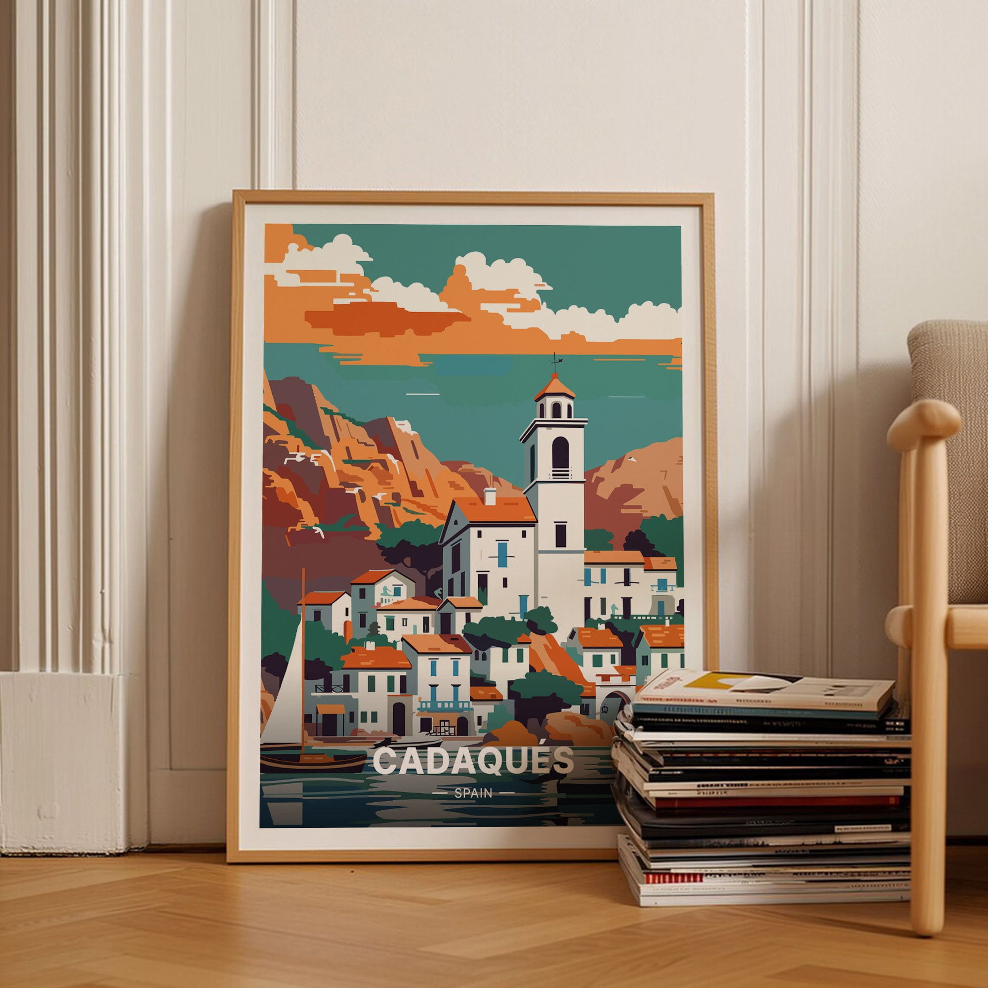 Cadaqués Spain Travel Coastal Town Art C20-1127 Wall Poster , Poster Print Only