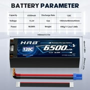 HRB 2pcs 15.2V 4S 6500mAh High Voltage LiPo Battery EC5 for RC Car Truck Buggy