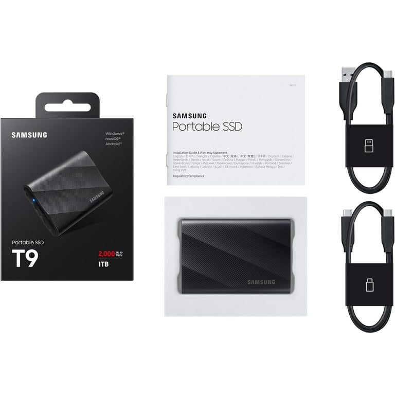 Samsung 1TB T9 Portable SSD, USB 3.2 Gen 2x2, 2000MB/s Speed