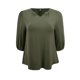thumbnail image 4 of GRACE & GRANDEUR Blusas de Talla Grande para Mujeres para el Día de la Madre y Pascua, Cuello en V con Pliegues, Camisas de Manga 3/4, Tops Casual Elegantes 2X Verde Ejército, 4 of 5