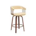 thumbnail image 1 of Maya 26 Inch Swivel Counter Chair, Cream Faux Leather, Bronze, Walnut Brown, 1 of 1