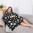 thumbnail image 5 of Oversized Wearable Blanket Hoodie,Black Halloween Ghost Pumpkin Pattern Sherpa Blanket Hoodie with Super Pockets,Super Warm Fuzzy Pullover for Women & Men, 5 of 6