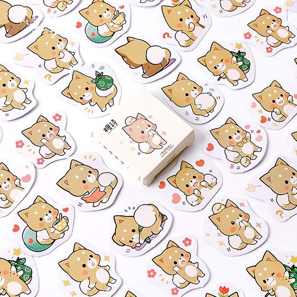 45 Uds. Decoración Diy en caja pegatinas súper lindas de dibujos animados Shiba Inu para planificadores de portátiles álbum de recortes maleta cuadernos para uso diario álbum