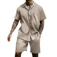 thumbnail image 2 of Short Sets for Men Lightweight Short Sleeve Button Notch Collar Shirt and Shorts 2 Piece Matching Set Summer Outfits, 2 of 3