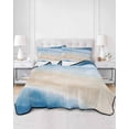 thumbnail image 2 of Quilts Full Size Bedding Set, Navy Blue Coastal Lightweight Quilted Comforter, Beach Nautical Seaside Ocean Beige Soft Reversible Bedspread Coverlet with Pillow Covers for All Season, 78" x 90", 2 of 7