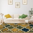 thumbnail image 2 of HomeRoots 487212 5 x 8 ft. Green Quatrefoil Power Loom Distressed Stain Resistant Rectangle Area Rug, 2 of 3