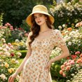 thumbnail image 5 of Hfnxid Women's Korean-Style Color-Block Bucket Hat with Bow, Wide-Brim Sun Cap for Face-Slimming Look, Breathable Lightweight Summer Shade Hat, 5 of 5