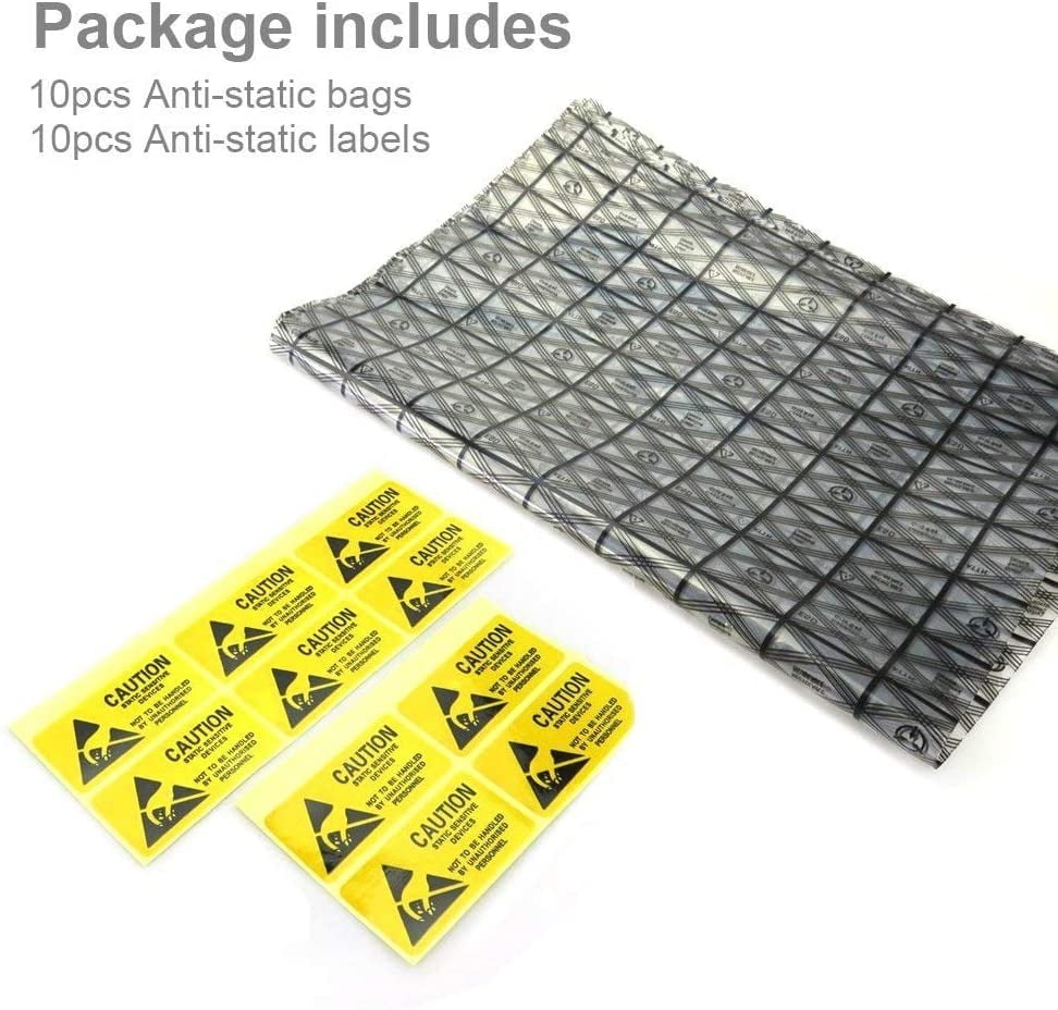 12X16inches Premium Open Top Antistatic Bag Large 12X16inches-20pcs ESD Shielding Anti Static Bags for Motherboard Video Card LCD Screen with Anti-Static Labels 